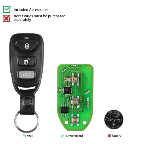XHORSE XKHY00EN VVDI2 Hyundai Type Wired Universal Remote Key 3 Buttons English Version  5 pcs/lot
