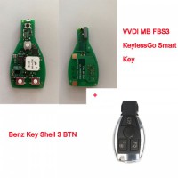 Xhorse Universal Benz FBS3 Keylessgo Smart Key 315MHZ/ 433MHZ with 3 Buttons Key Shell Get 1 Free Token for VVDI MB