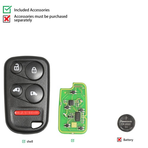[No Tax] Xhorse XKHO04EN Wire Remote key Honda Separate 4 Buttons with Sliding Door Button English 5pcs/lot