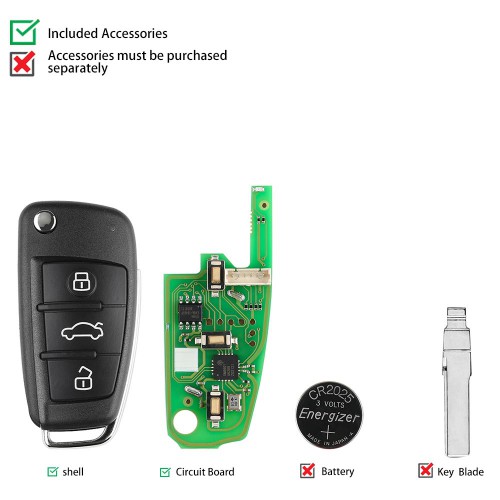 XHORSE VVDI XKA600EN Audi A6L Q7 Style Universal Remote Key 3 Buttons 5pcs/lot Get 25 Bonus Points for Each Key