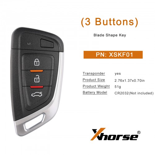 Xhorse XSKF01EN Universal Smart Remote Key 3 Buttons Knife Style Key Blank Inside Get 60 Bonus Points 5pcs/lot