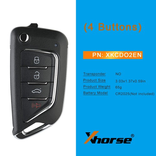 Xhorse XKCD02EN Wire Remote Key KAI DLK Filp 4 Buttons English 5pcs/lot
