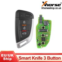 [UK/EU Ship] 1PC Xhorse XSKF01EN Universal Smart Remote Key 3 Buttons Knife Style Key Blank Inside Get 60 Bonus Points